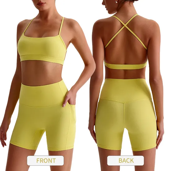 Женский спортивный бюстгальтер для занятий йогой с перекрестными бретелями на спине, нижнее белье для фитнеса